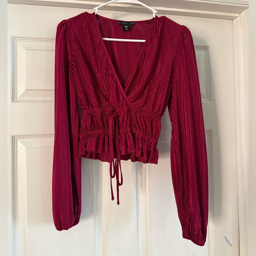 Elegant Red Pleated Top